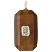 Colgante rectangular de 34 x 15 mm con piedra preciosa y circonita - Ojo de tigre - Amarillo o cristal