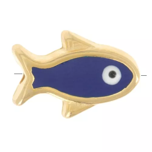 Cuenta pez resina epoxi ojo de la suerte 12x8 mm - Azul Marino - Dorado x1