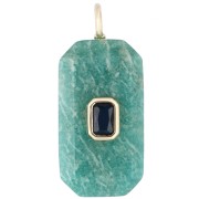 Azul - Colgante rectangular de 34 x 15 mm con piedra preciosa y circonitas - Amazonita - Azul Colgante rectangular de 34 x 15 mm con piedra preciosa y circonitas - Amazonita - Azul