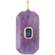 Amatista - Colgante rectangular de 34 x 15 mm con piedra preciosa y circonitas - Amatista - Azul Colgante rectangular de 34 x 15 mm con piedra preciosa y circonitas - Amatista - Azul