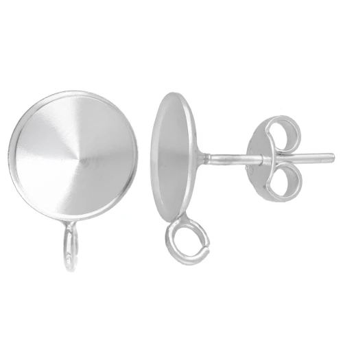 Pendientes de botón para Rivoli de 10 mm con aro abierto - Plata 925 x2