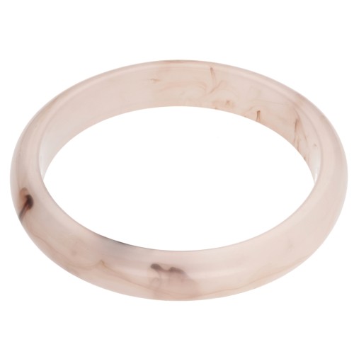 Pulsera brazalete de 64 mm de resina translúcida - Marfil - Efecto marmolado en marrón oscuro x1