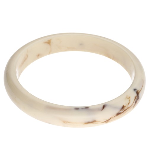 Pulsera brazalete de 64 mm de resina opaca - Beige - Efecto marmolado marrón x1