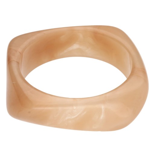 Pulsera brazalete rígida cuadrada irregular de 64 mm de resina translúcida - Salmón marmolado