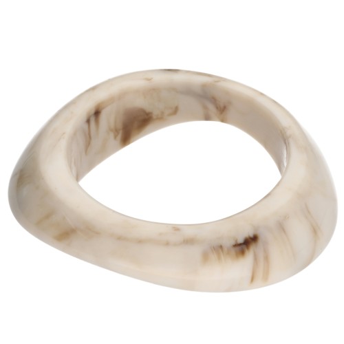 Pulsera brazalete gruesa e irregular de 64 mm de resina opaca - Marfil veteado x1