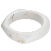 Blanco - Pulsera brazalete cuadrada irregular de 65 mm de resina opaca - Blanco veteado x1 Pulsera brazalete cuadrada irregular de 65 mm de resina opaca - Blanco veteado x1