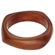 Pulsera brazalete cuadrada irregular de 65 mm de resina transparente - Marrón veteado x1