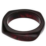 Marrón oscuro - Pulsera brazalete cuadrada irregular de 65 mm, de resina translúcida marrón oscuro veteada x1 Pulsera brazalete cuadrada irregular de 65 mm, de resina translúcida marrón oscuro veteada x1