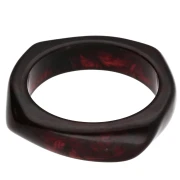 Pulsera brazalete cuadrada irregular de 65 mm, de resina translúcida marrón oscuro veteada x1