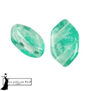Cuentas de cristal Paros® de Puca® 7x4 mm - Silver Foil Emerald x10g