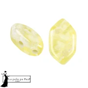 Cuentas de cristal Paros® de Puca® 7x4 mm - Silver Foil Lime x10g
