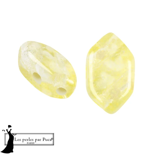 Cuentas de cristal Paros® de Puca® 7x4 mm - Silver Foil Lime x10g