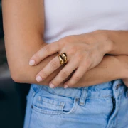 Anillo abierto ancho - Talla 58 - Acero inoxidable 304 Dorado x1