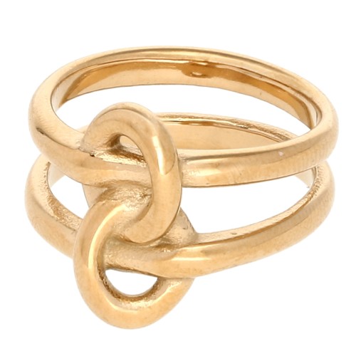 Anillo de dos aros entrelazados - Talla 51/52 - Acero inoxidable 304 Dorado