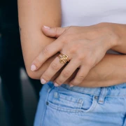 Anillo de dos aros entrelazados - Talla 51/52 - Acero inoxidable 304 Dorado