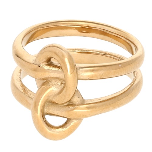 Anillo de dos aros entrelazados - Talla 57 - Acero inoxidable 304 Dorado x1