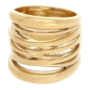 Anillo ancho con efecto de múltiples anillos - Talla 52 - Acero inoxidable 304 Dorado x1