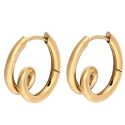 Pendientes de aro de diseño 19 x 17,5 mm - Acero inoxidable 304 Dorado (2 unidades)