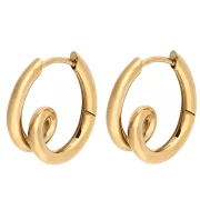 Pendientes de aro de diseño 19 x 17,5 mm - Acero inoxidable 304 Dorado (2 unidades)