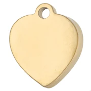 Dije de corazón bordado, 16 x 14 mm - motivo de corazón - Acero inoxidable 304 Dorado x 1