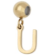 U - Cuenta pasante de 5 mm con dije en forma de letra U - Acero inoxidable 304 Dorado x1 Cuenta pasante de 5 mm con dije en forma de letra U - Acero inoxidable 304 Dorado x1
