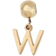 W - Cuenta pasante de 5 mm con dije con la letra W - Acero inoxidable 304 Dorado x1 Cuenta pasante de 5 mm con dije con la letra W - Acero inoxidable 304 Dorado x1