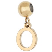 Cuenta pasante de 5 mm con dije con la letra «O» - Acero inoxidable 304 Dorado x1