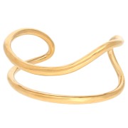 Pulsera brazalete doble irregular de 33 x 170 mm - Para muñeca ancha - Acero inoxidable dorado 304 x1