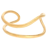 Pulsera brazalete doble irregular de 33 x 170 mm - Para muñeca ancha - Acero inoxidable dorado 304 x1