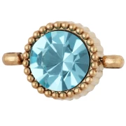 Entrepieza redonda de 8 mm con cabujón de cristal - Acero inoxidable 304 dorado - Azul claro