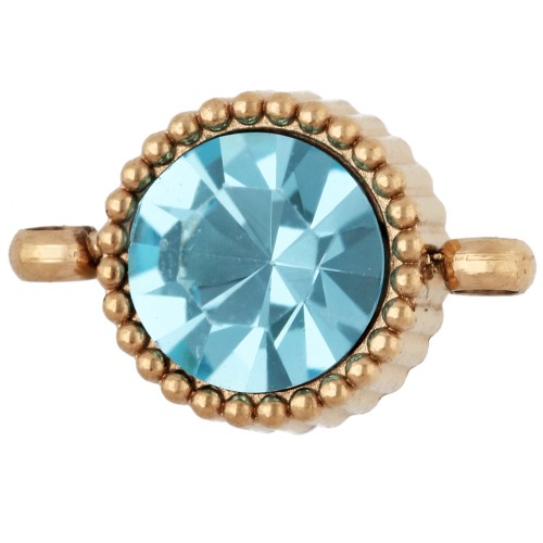 Entrepieza redonda de 8 mm con cabujón de cristal - Acero inoxidable 304 dorado - Azul claro