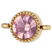 Entrepieza redonda de 8 mm con cabujón de cristal - Acero inoxidable 304 Dorado - Rosa x1