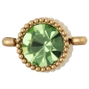 Entrepieza redonda de 8 mm con cabujón de cristal - Acero inoxidable 304 Dorado - Verde claro