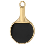 Dije con forma de raqueta de ping-pong, 19,5 x 11,5 mm - Acero inoxidable 304 Dorado - Rojo - Negro