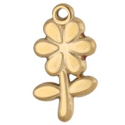 Dije de flor de 18,5 x 10 mm con pedrería y resina epoxi - Acero inoxidable 304 Dorado - Rosa