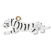 Dije de tigre de 12 x 32 mm con resina epoxi - Acero inoxidable 304 Dorado - Blanco x1