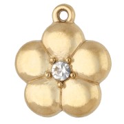 Dije de flor de 9,5 mm con pedrería - Acero inoxidable 304 dorado x1|raw }}