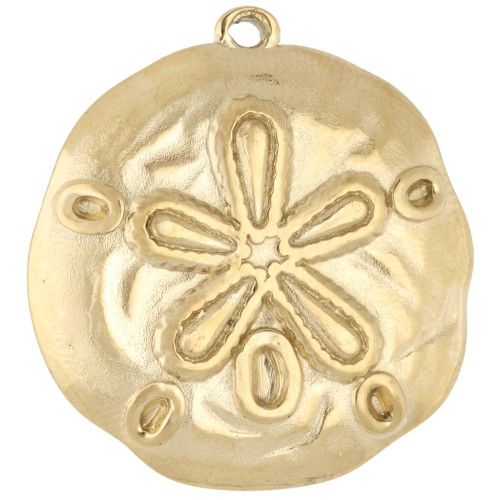 Colgante de dólar de arena irregular de 25,5 mm - Acero inoxidable 304 dorado x 1