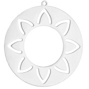 Colgante redondo hueco de 30 mm - motivo étnico - Acero inoxidable 316L x1