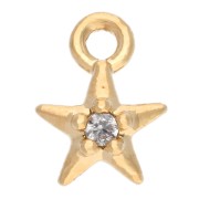 Mini dije en forma de estrella con óxido de circonio, 6 x 4,5 mm - Dorado - Cristal x1