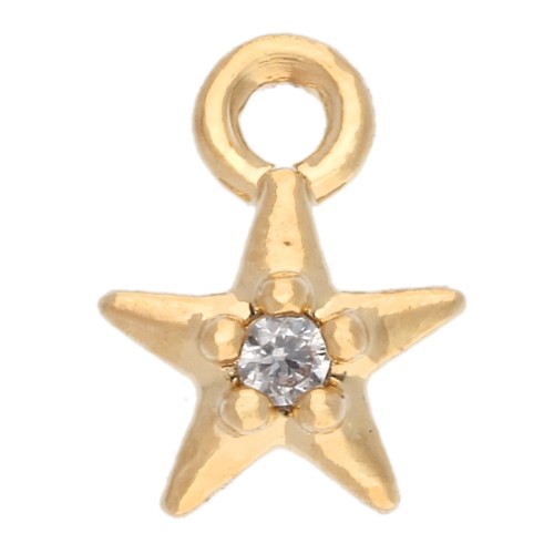 Mini dije en forma de estrella con óxido de circonio, 6 x 4,5 mm - Dorado - Cristal x1