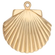 Colgante para foto en forma de concha, 22 x 24 mm - Dorado con oro fino x1