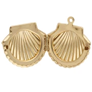 Colgante para foto en forma de concha, 22 x 24 mm - Dorado con oro fino x1