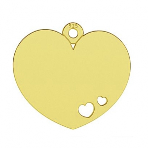 Dije corazón 14 mm en Plata 925 Dorado con oro fino x1
