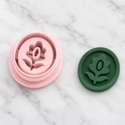 Cortapastas ovalado de 20 x 18 mm - con motivo floral - de polímero biodegradable - Beige x1