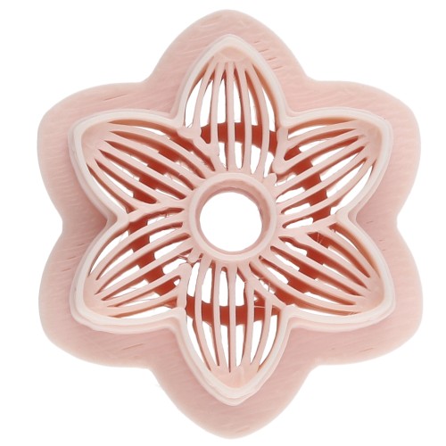 Cortador de galletas con forma de flor de 25 mm, de polímero biodegradable - Beige x1