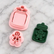 Juego de cortadores de galletas con forma de tarro y pan de especias, fabricados en polímero biodegradable - Beige x2