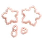 Juego de cortadores con forma de flor de Navidad de 29 x 31 mm, de polímero biodegradable - Beige, 4 unidades