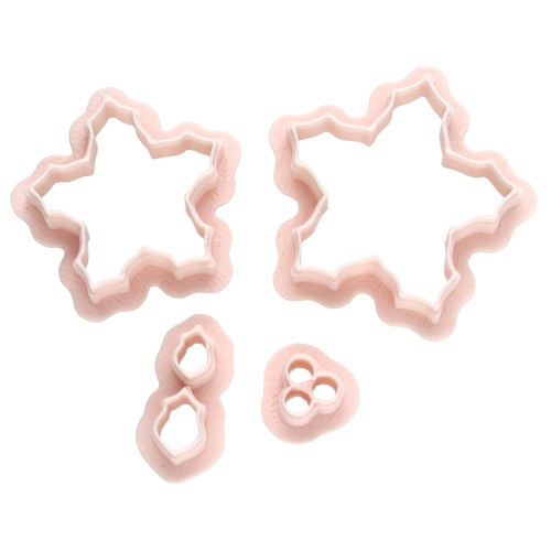 Juego de cortadores con forma de flor de Navidad de 29 x 31 mm, de polímero biodegradable - Beige, 4 unidades