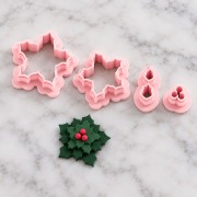 Juego de cortadores con forma de flor de Navidad de 29 x 31 mm, de polímero biodegradable - Beige x4